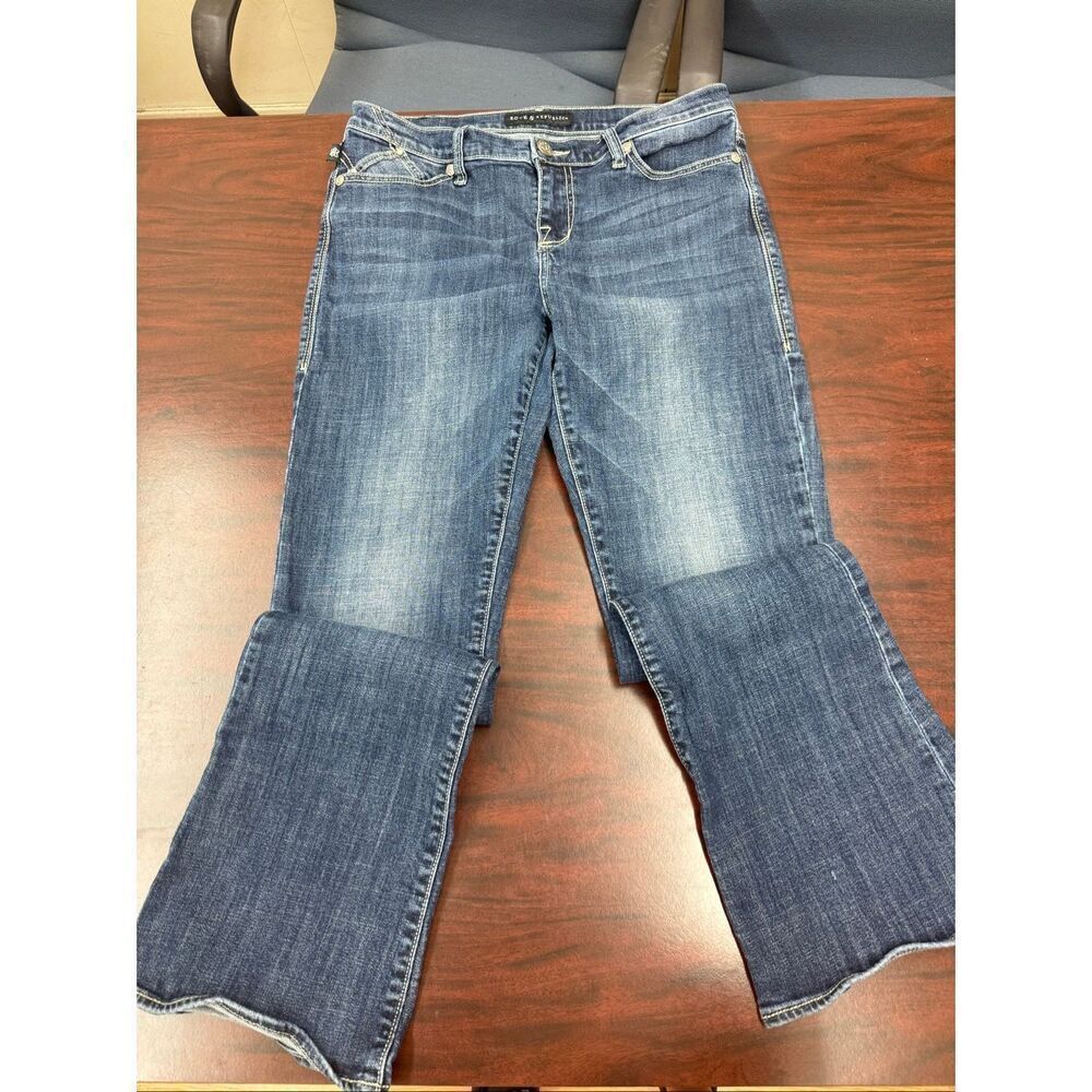 Rock & Republic Boot Cut Jeans with Rhinestone Angel Wing Pockets Size 12